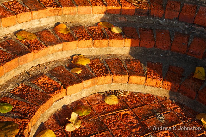 0409_40D_7289.jpg - Brick steps at sunrise, outside the old hotel building at The Crane